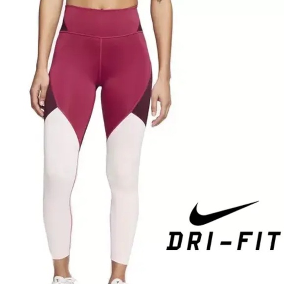 Nike Pants - Nike The Nike One Tight Fit Mid Rise Color Block Leggings Size XS NWT